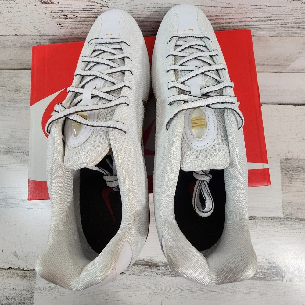 Nike Shox Z Shoes Mens 9 White Gold Running Sneakers HQ7540-100 NWB